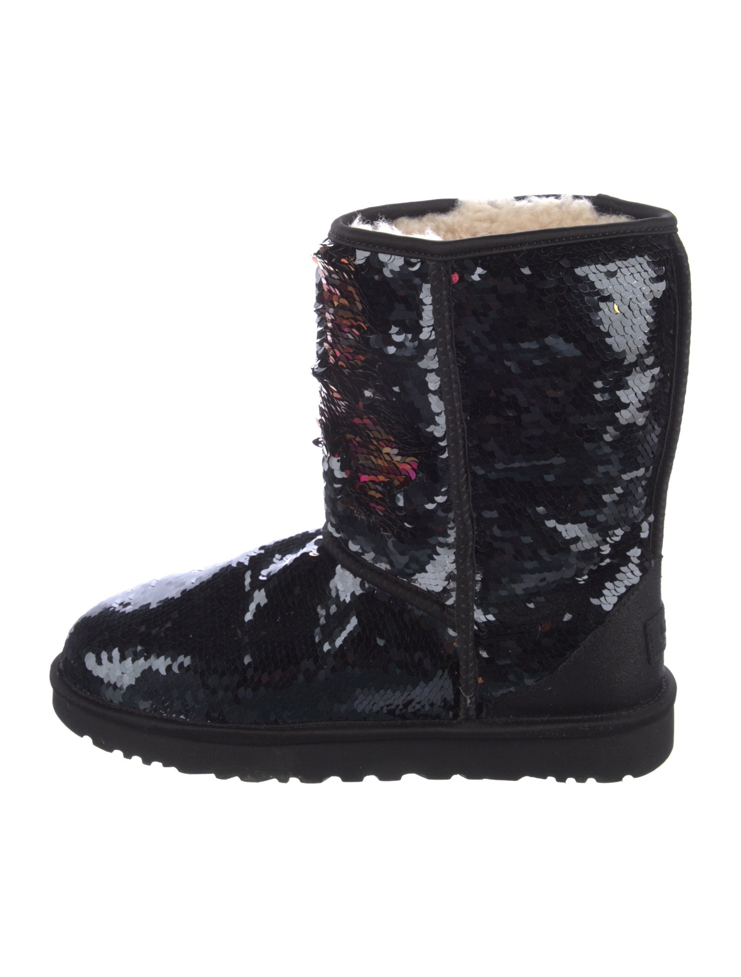 UGG Sequins Fur Trim Lace-Up Boots