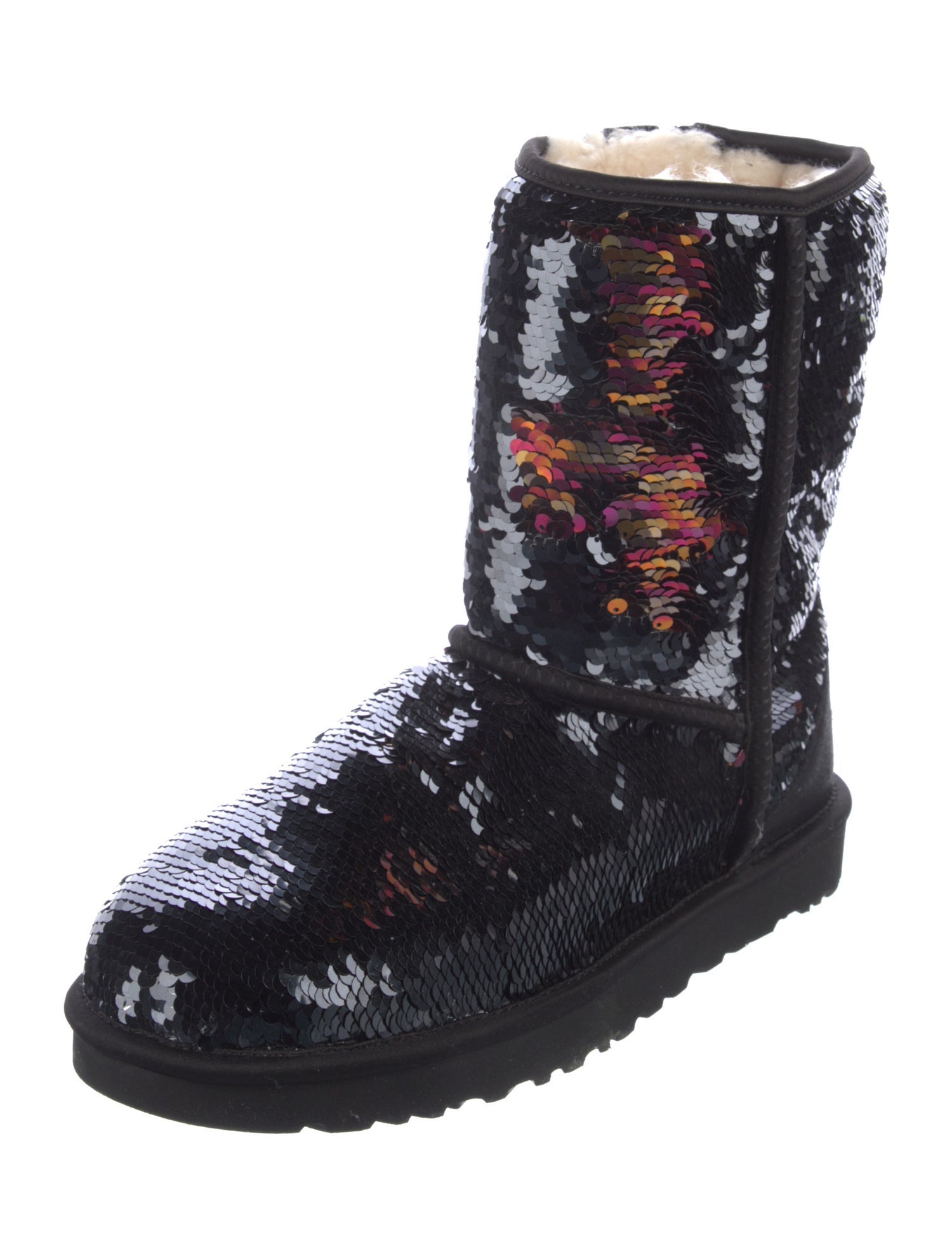UGG Sequins Fur Trim Lace-Up Boots