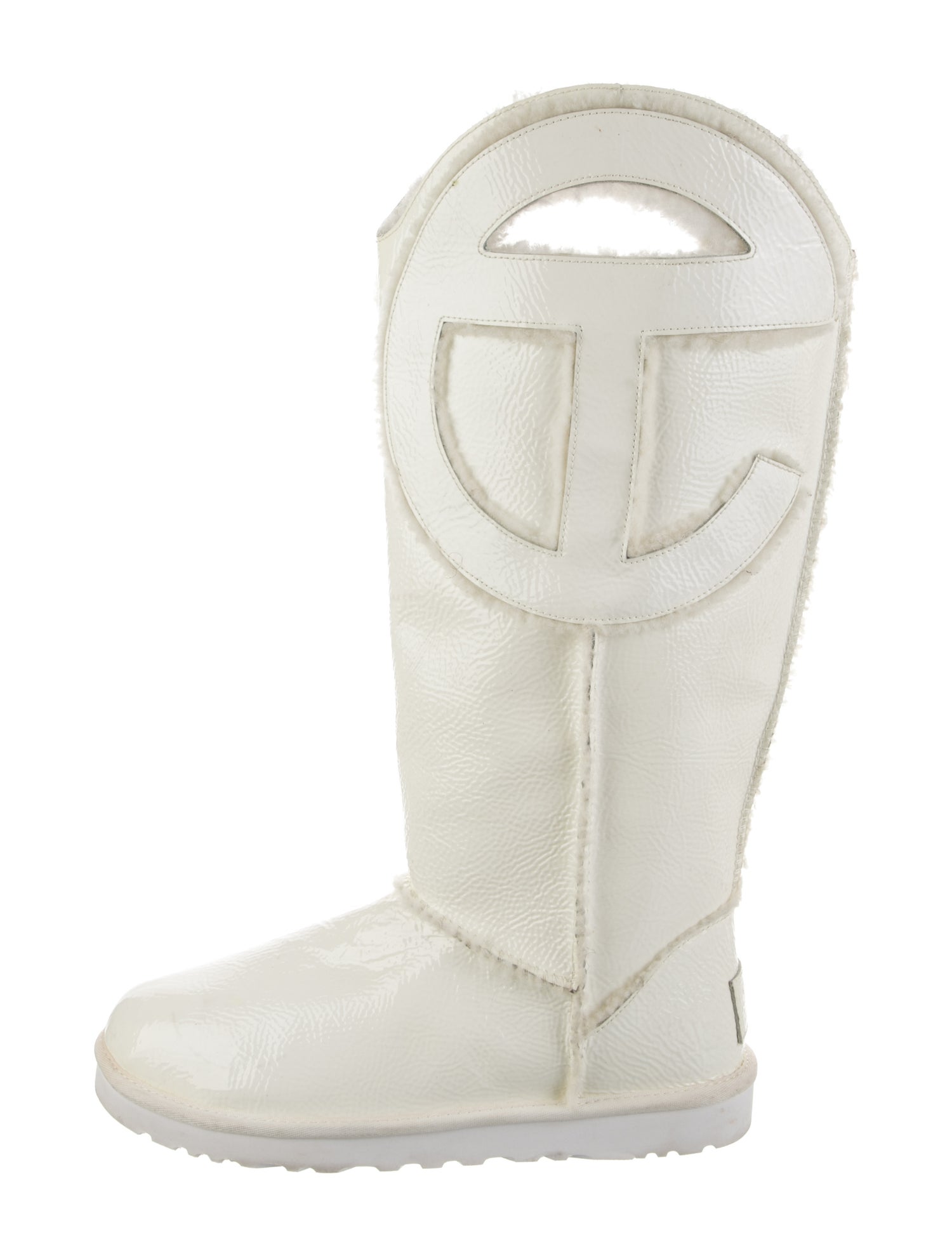 UGG x Telfar Patent Leather Fur Trim Rain Boots