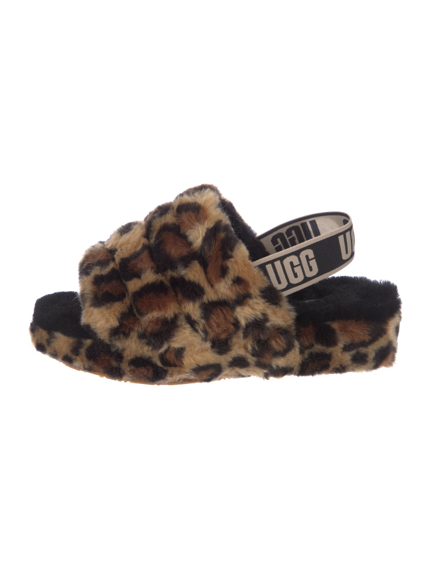 UGG Faux Fur Animal Print Slides