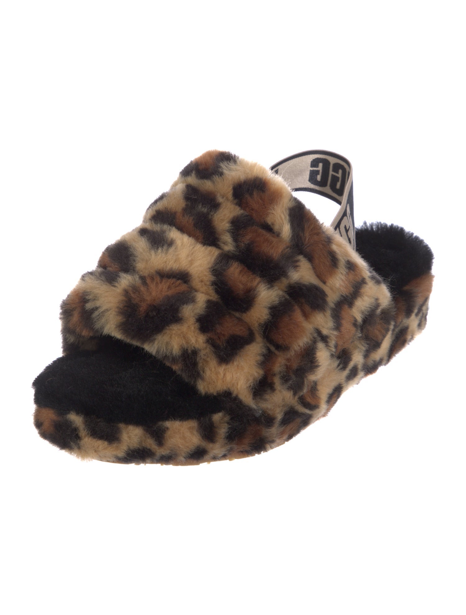 UGG Faux Fur Animal Print Slides