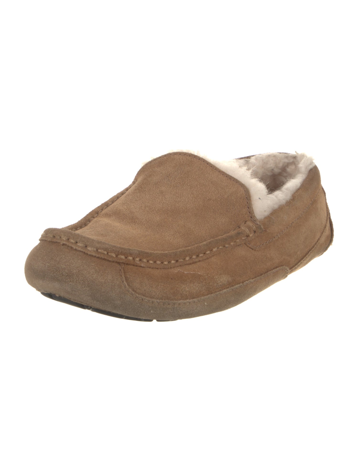 UGG Suede Faux Fur Trim Slippers