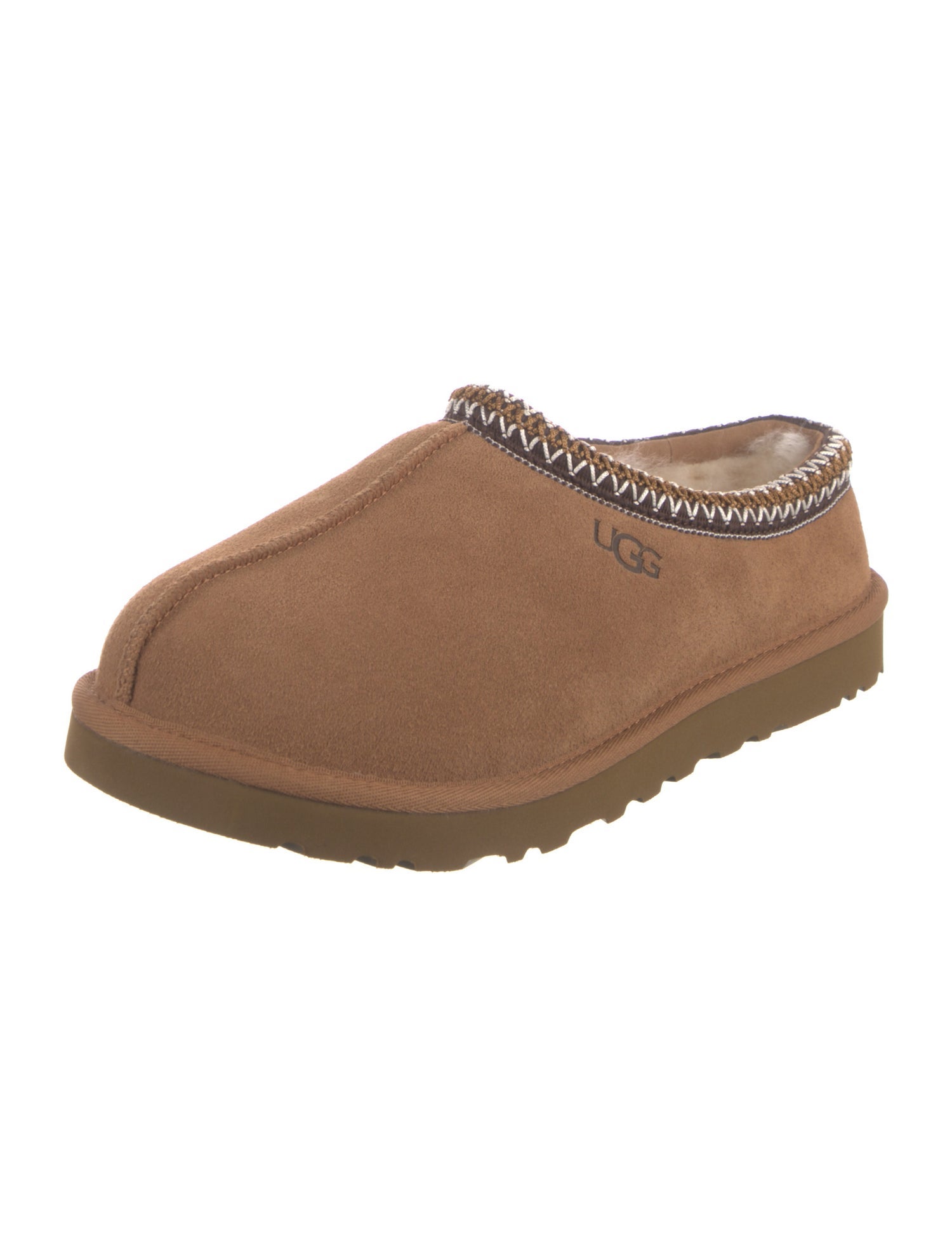 UGG Suede Faux Fur Trim Slippers