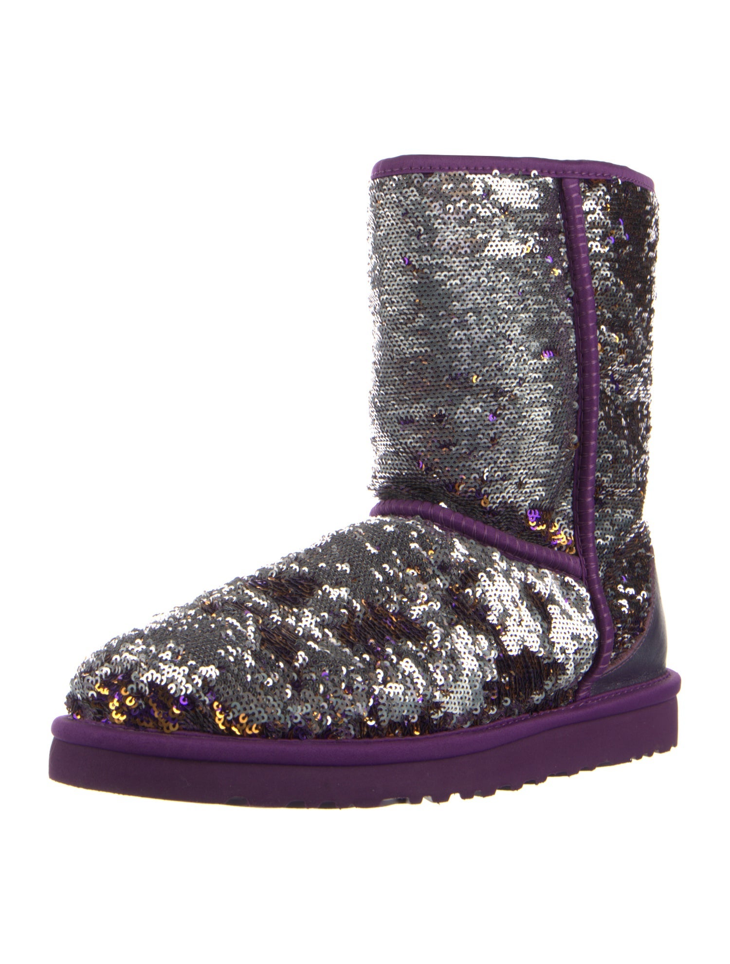 Sequins Patterned Combat Boots