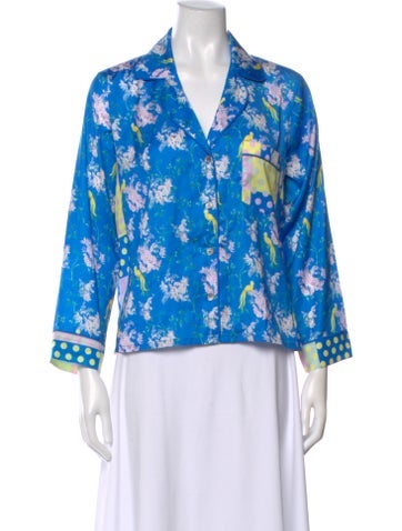 Pre-owned Ugg Floral Print Long Sleeve Top In Blue