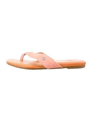 Pre-owned Ugg Suede Flip Flops In Orange