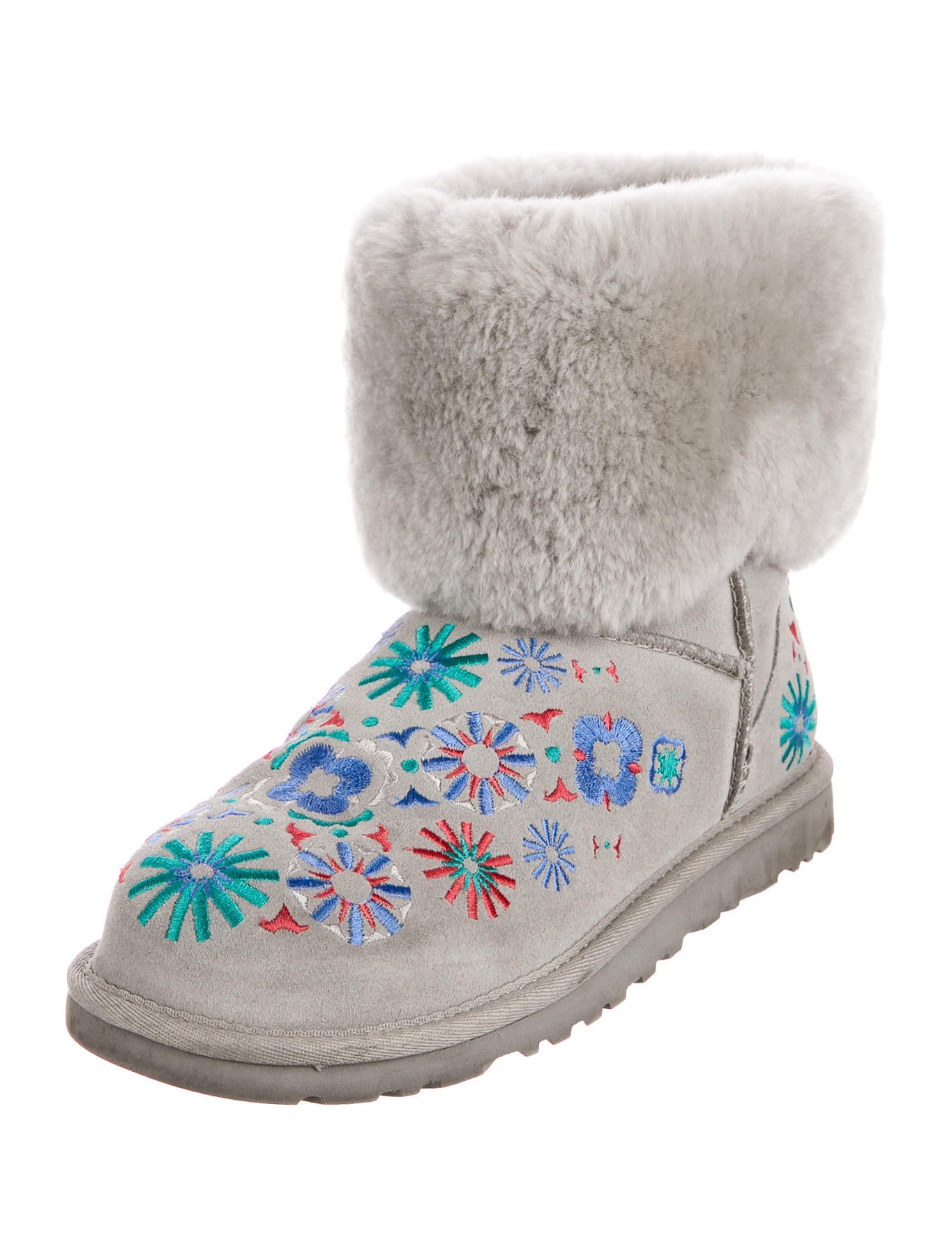 UGG Australia Embroidered Suede Boots Grey Boots, Shoes WUUGG23289