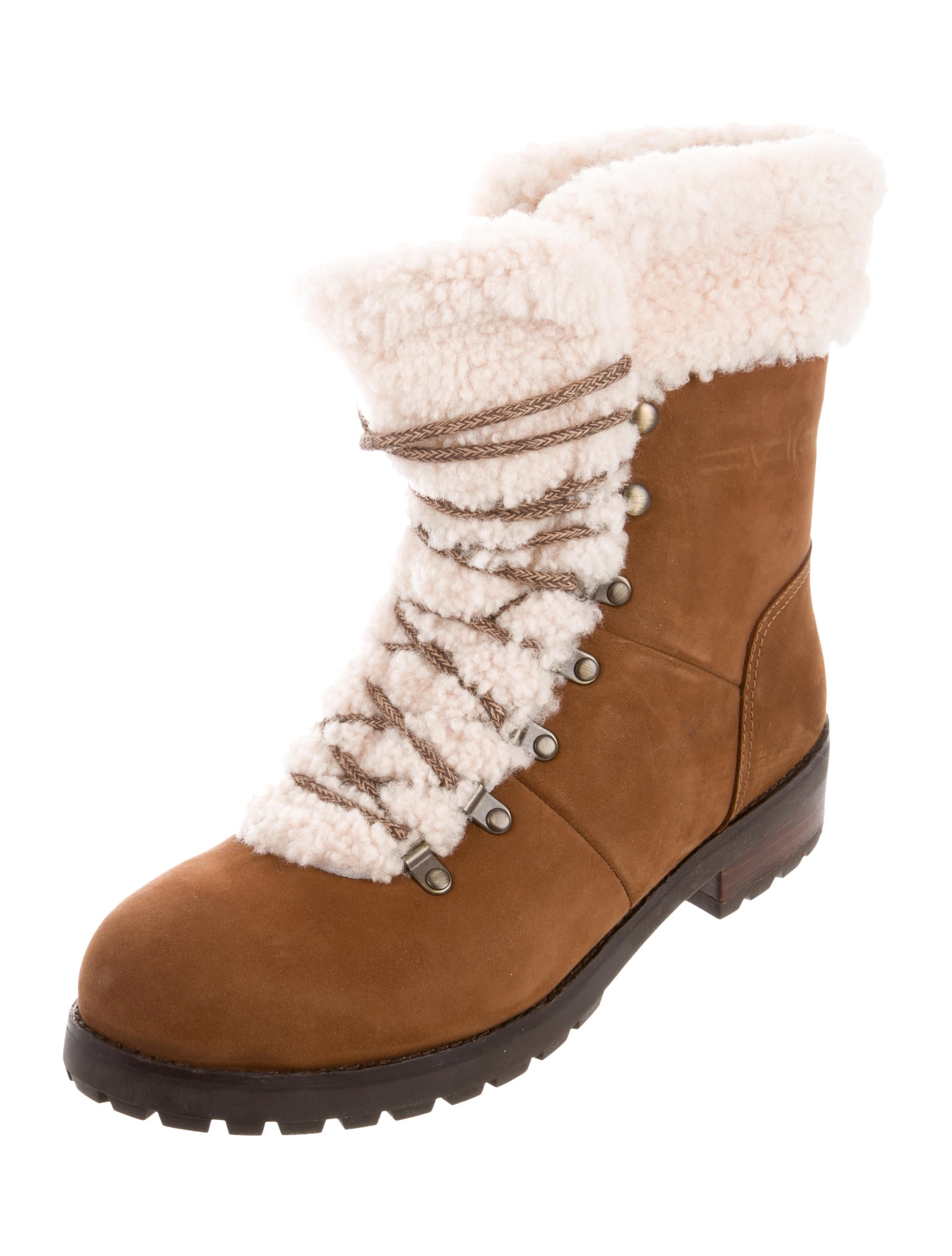 ugg australia fraser shearling and suede combat booties