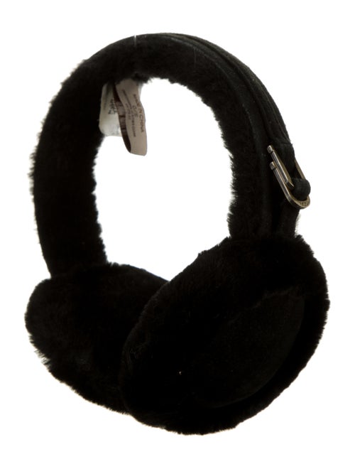 UGG Suede-Trimmed Fur Earmuffs Black