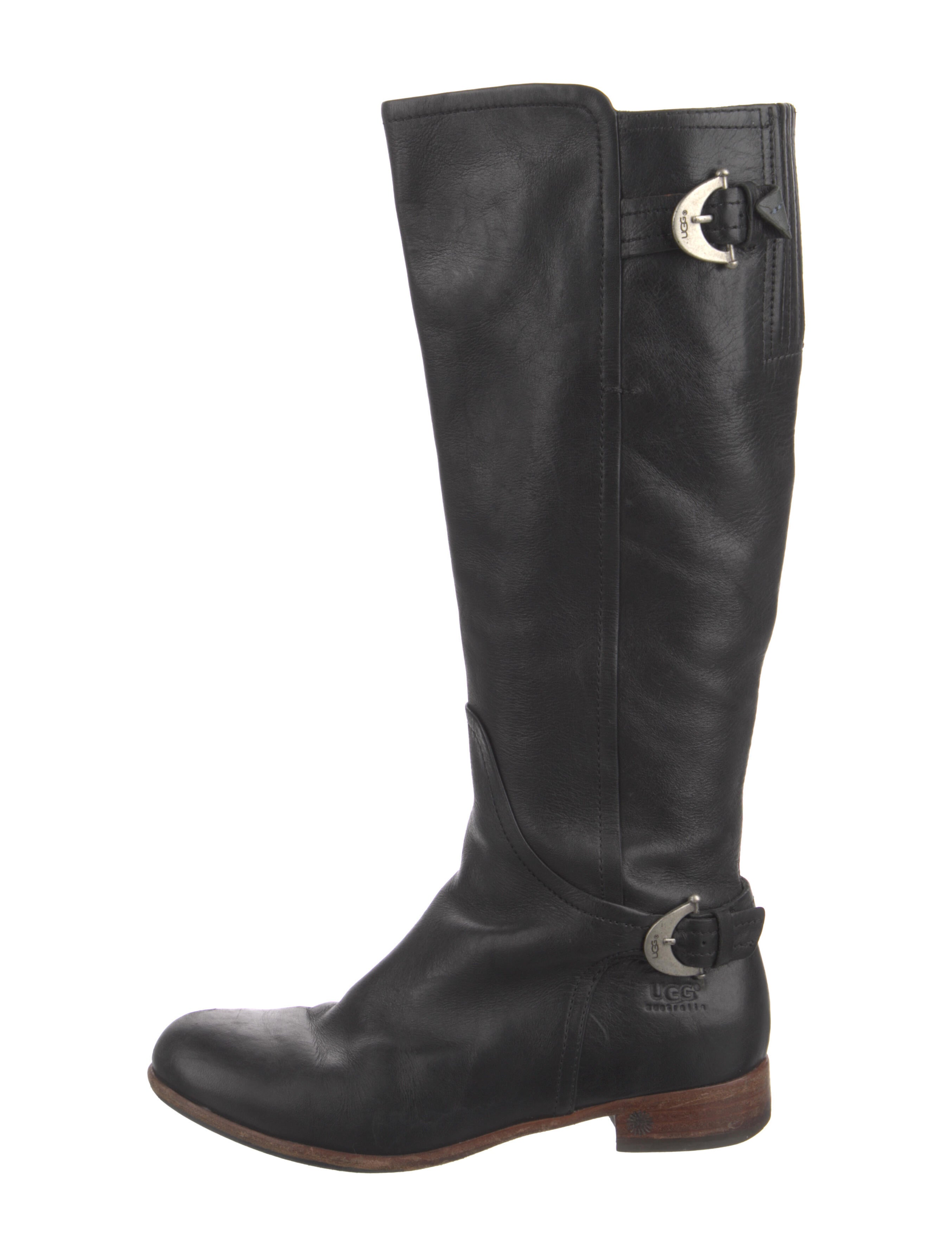 UGG Leather Riding Boots Black Boots, Shoes WUUGG79170 The RealReal