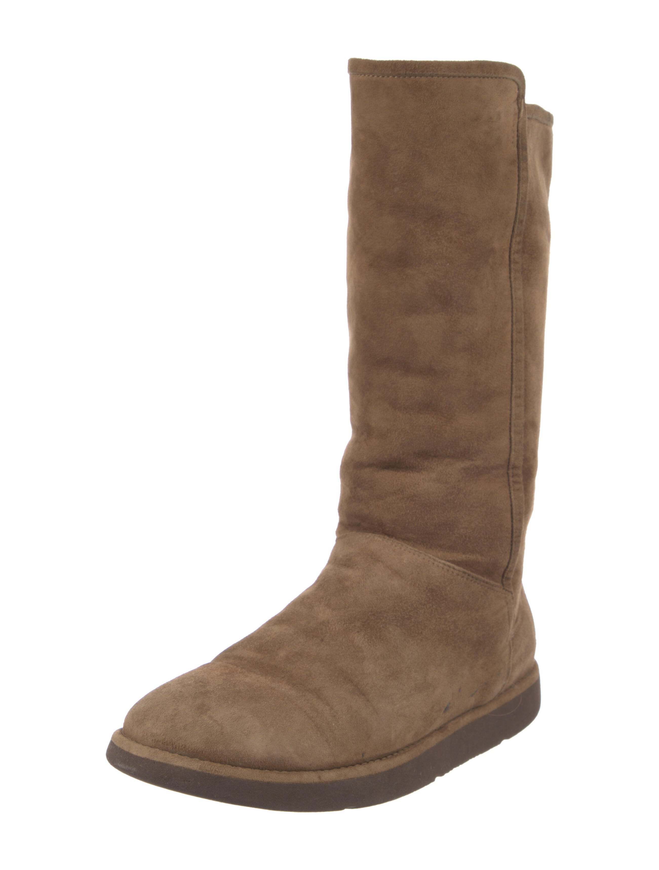 UGG Australia Suede ShearlingTrimmed Boots Brown Boots, Shoes