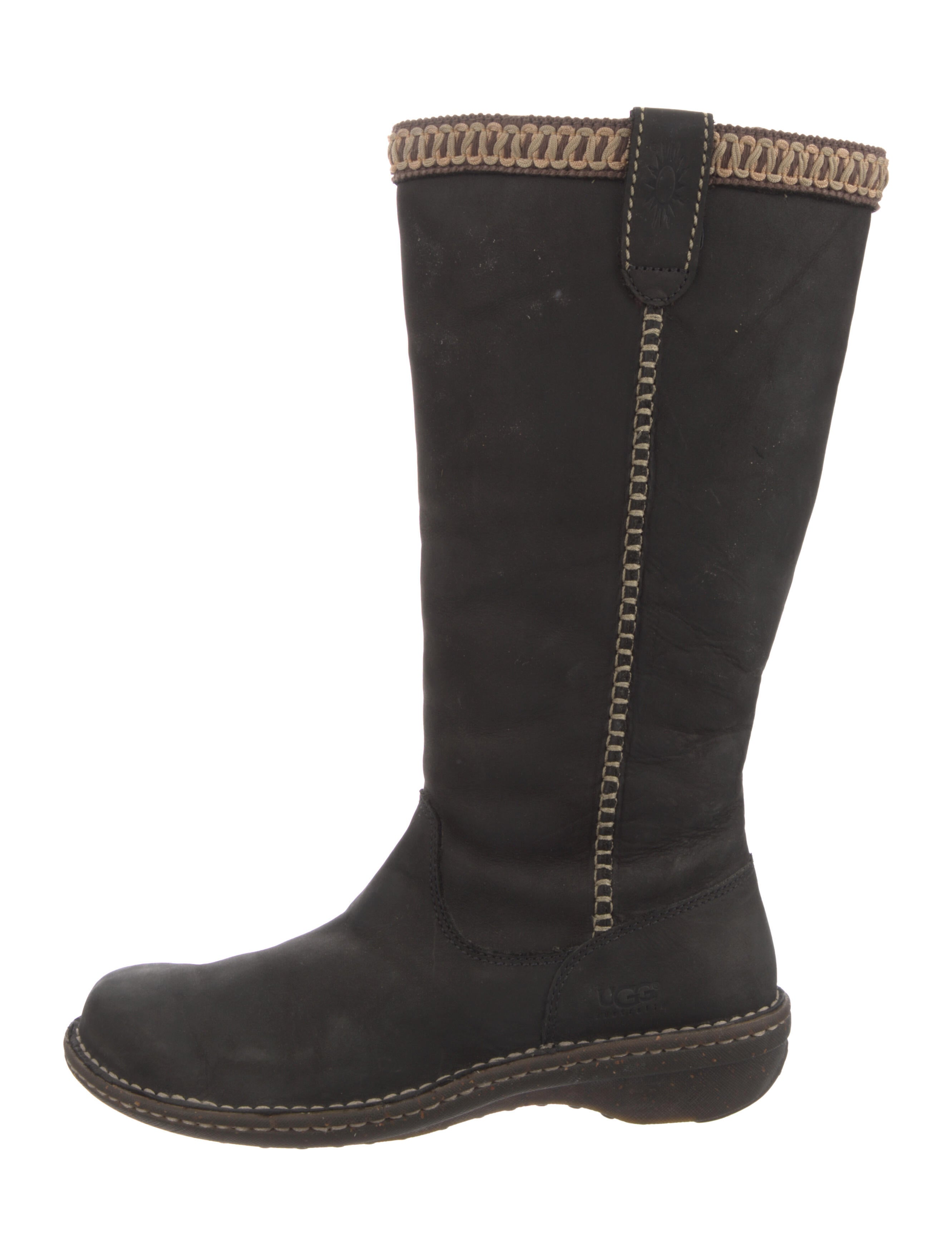 UGG Suede Faux Fur Trim Riding Boots Brown Boots, Shoes WUUGG83643