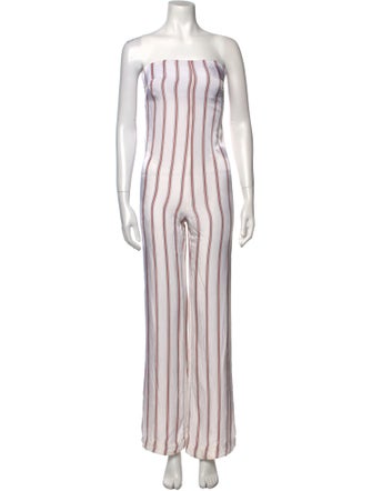 Veronica Beard Striped Strapless Jumpsuit