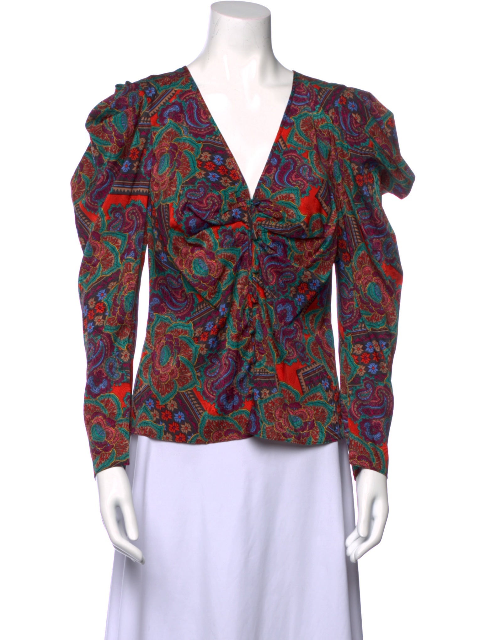 Veronica Beard Paisley Print V-Neck Blouse w/ Tags