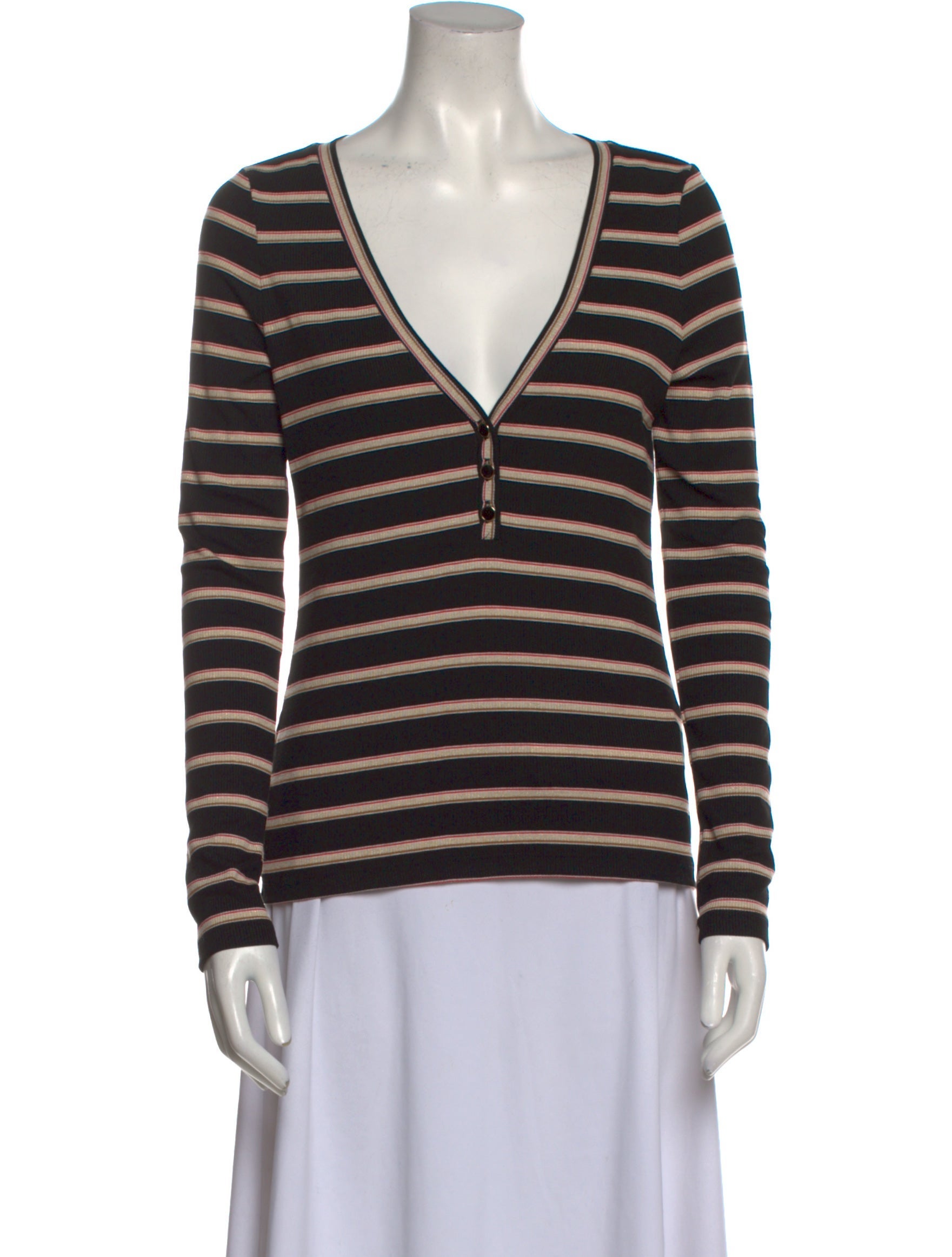 Veronica Beard Striped V-Neck Top w/ Tags