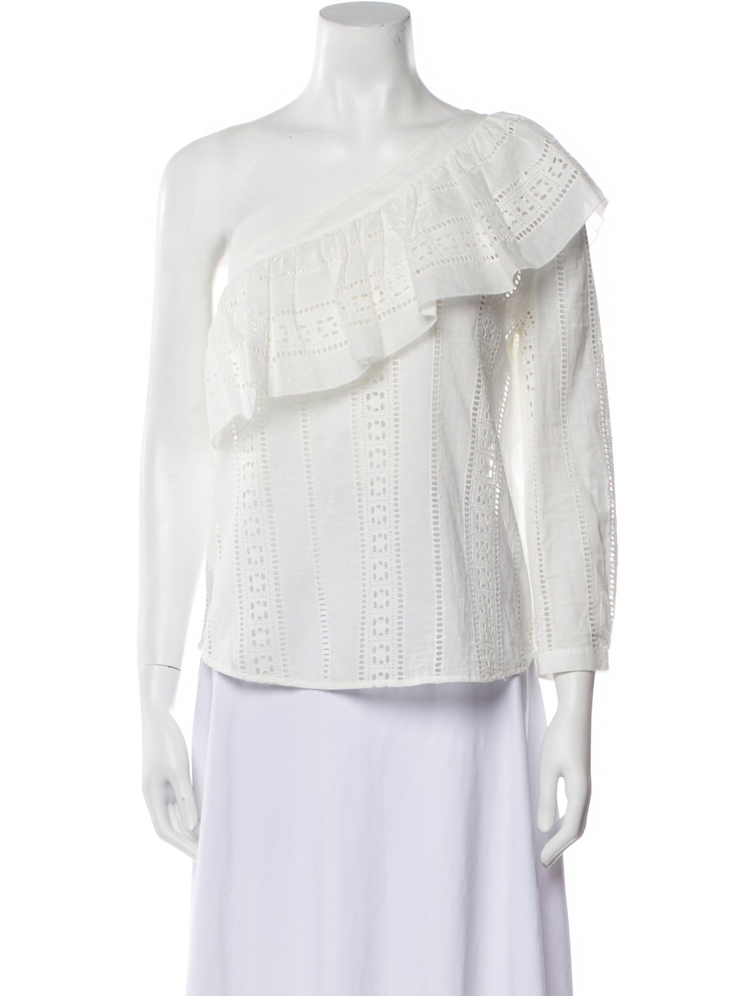 Veronica Beard One-Shoulder Three-Quarter Sleeve Blouse