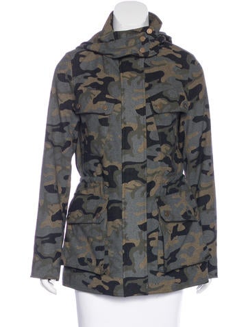 Veronica Beard Camo Print Wool-Blend Coat