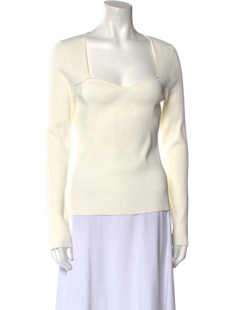 Veronica Beard Square Neckline Long Sleeve Top