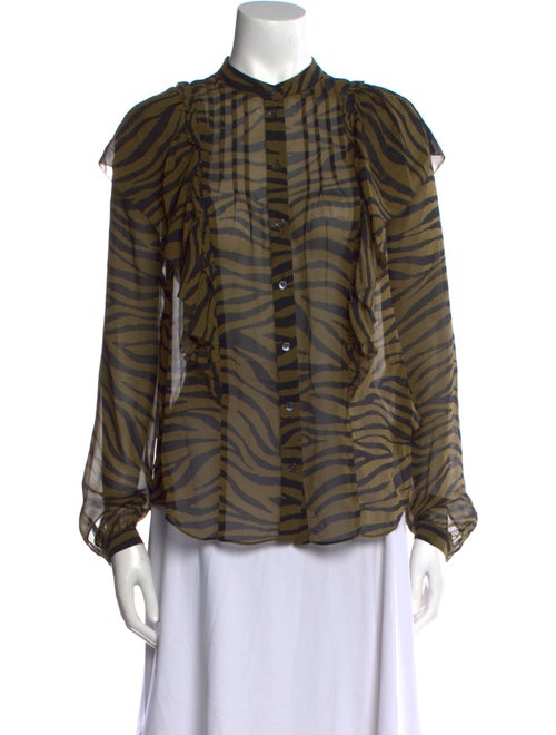 Veronica Beard Silk Animal Print Button-Up Top