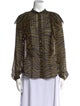 Veronica Beard Silk Animal Print Button-Up Top
