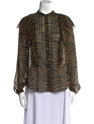 Veronica Beard Tops Silk Animal Print Button-Up Top US 2 | XS