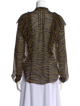 Veronica Beard Silk Animal Print Button-Up Top