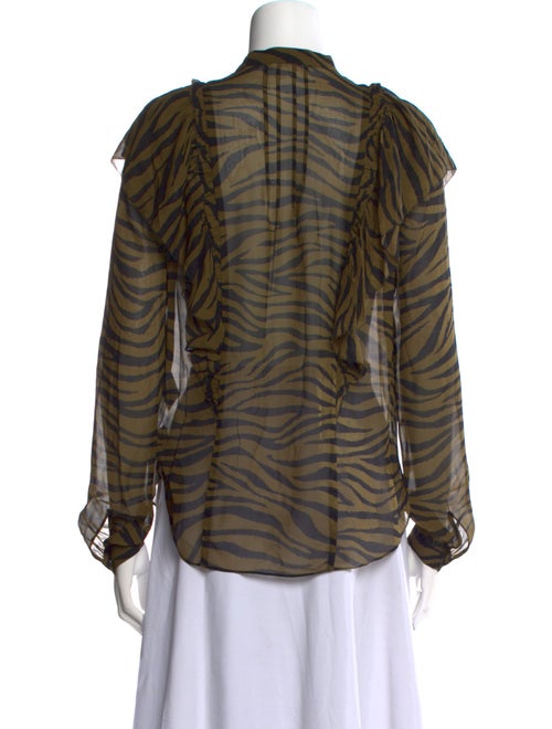 Veronica Beard Silk Animal Print Button-Up Top