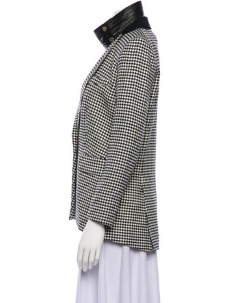 Veronica Beard Leather Houndstooth Print Evening Jacket