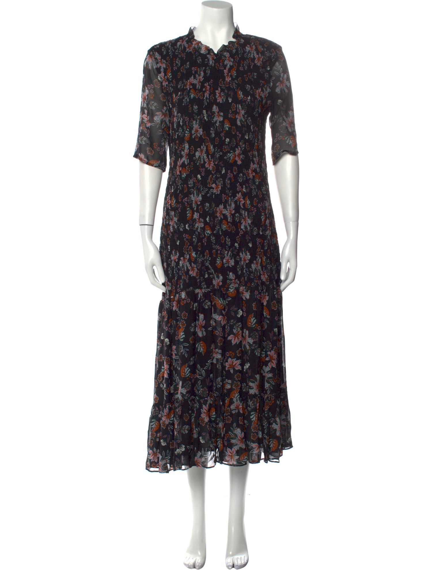 Veronica Beard Floral Print Long Dress