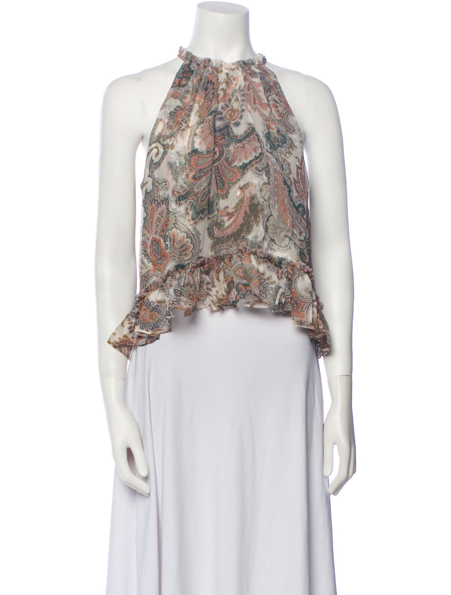 Veronica Beard Silk Paisley Print Crop Top w/ Tags