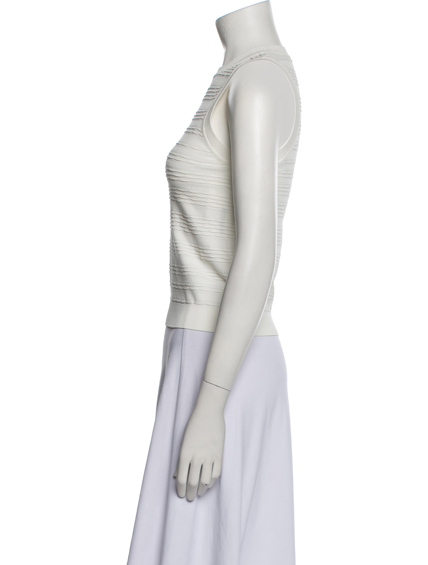 Veronica Beard Square Neckline Sleeveless Crop Top