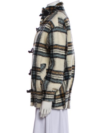 Veronica Beard Wool Plaid Print Peacoat