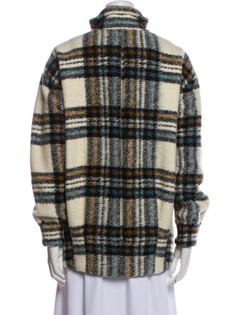 Veronica Beard Wool Plaid Print Peacoat