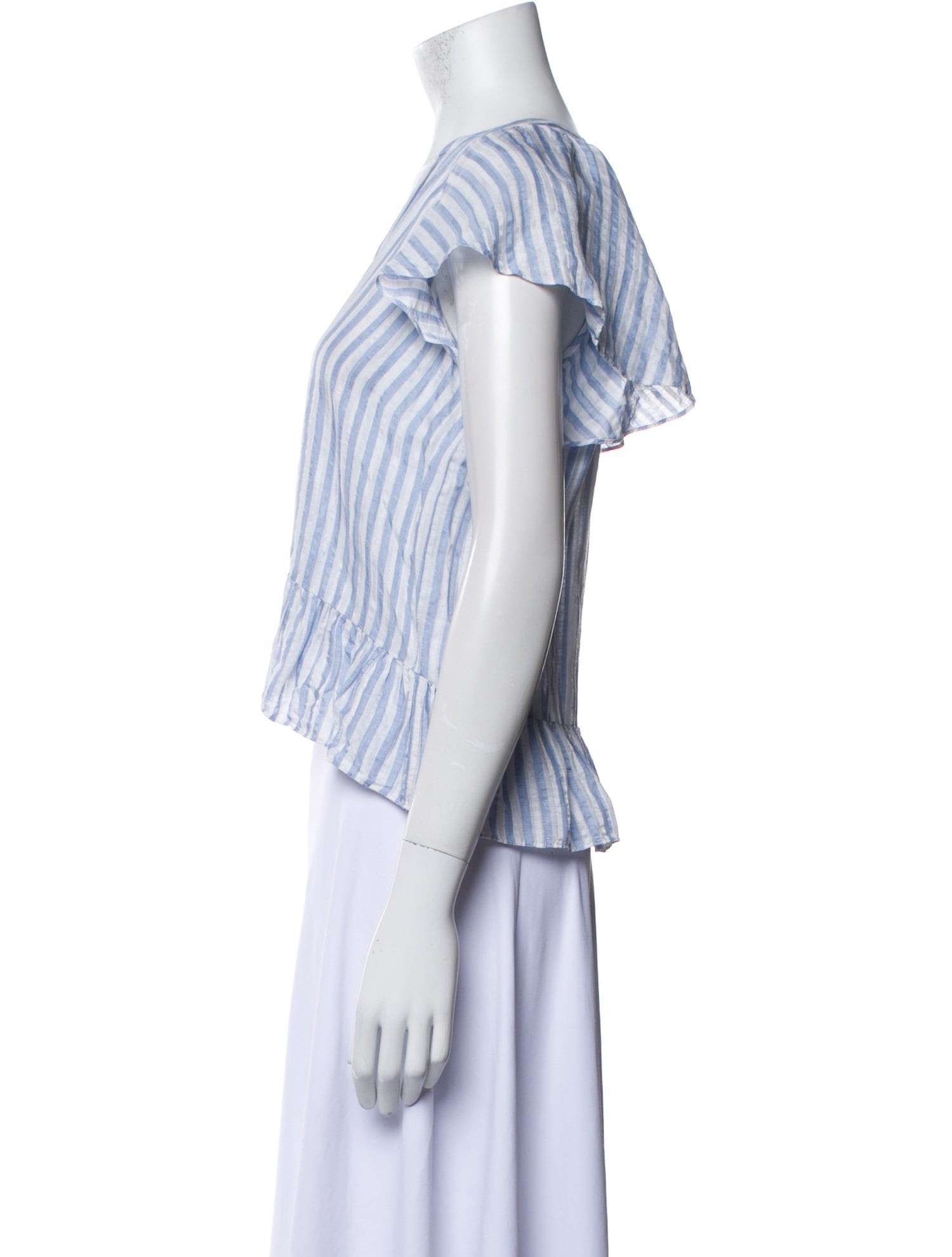 Veronica Beard Striped V-Neck Crop Top