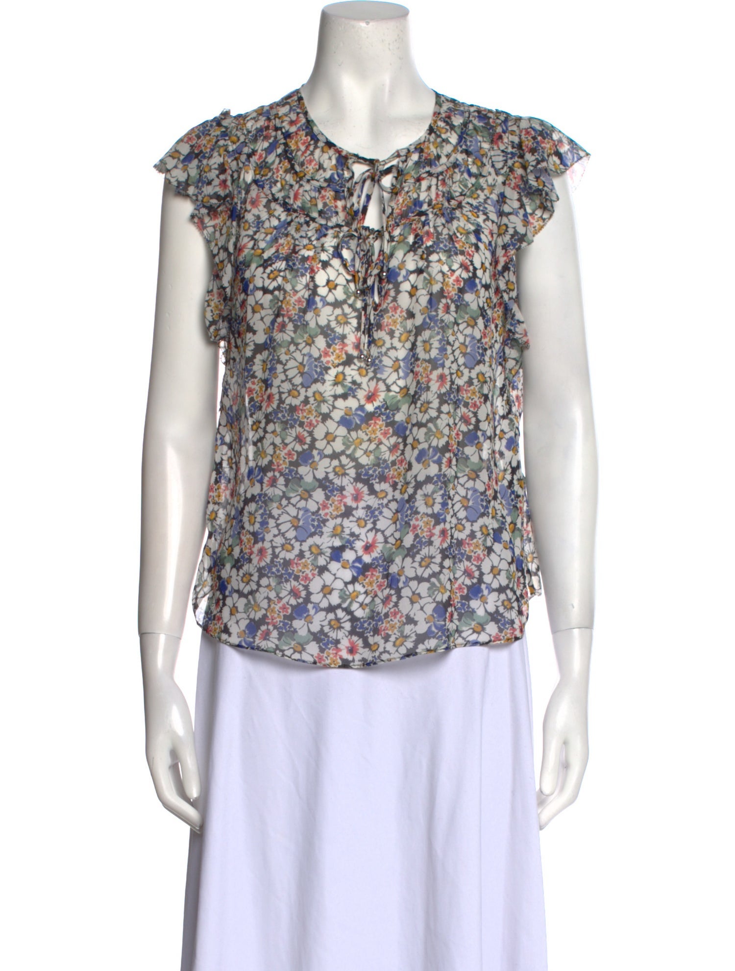 Veronica Beard Silk Floral Print Blouse Blue Tops, Clothing