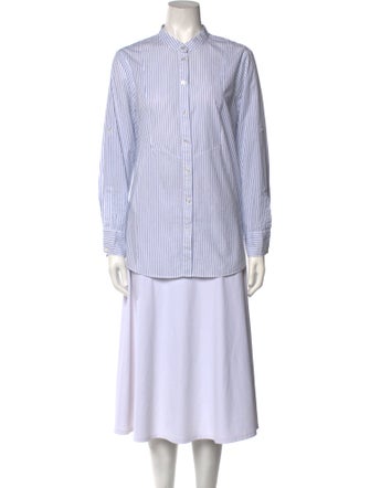 Veronica Beard Striped Long Sleeve Button-Up Top