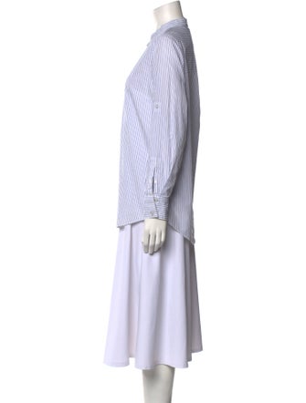 Veronica Beard Striped Long Sleeve Button-Up Top