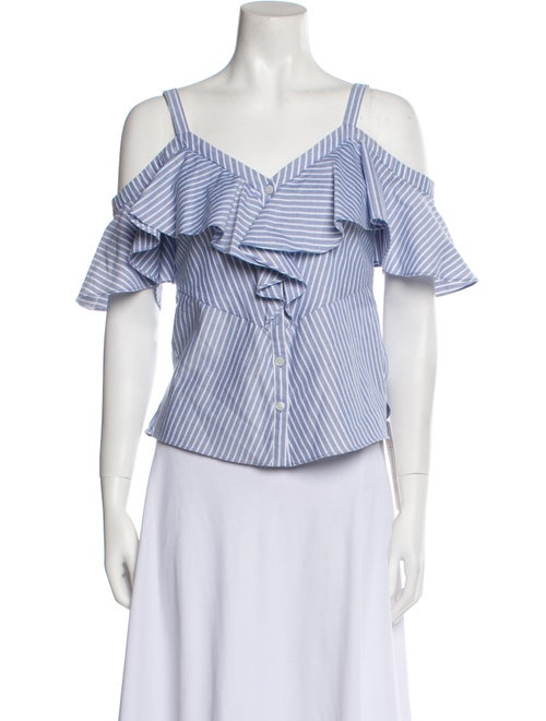 Veronica Beard Striped Off-The-Shoulder Crop Top