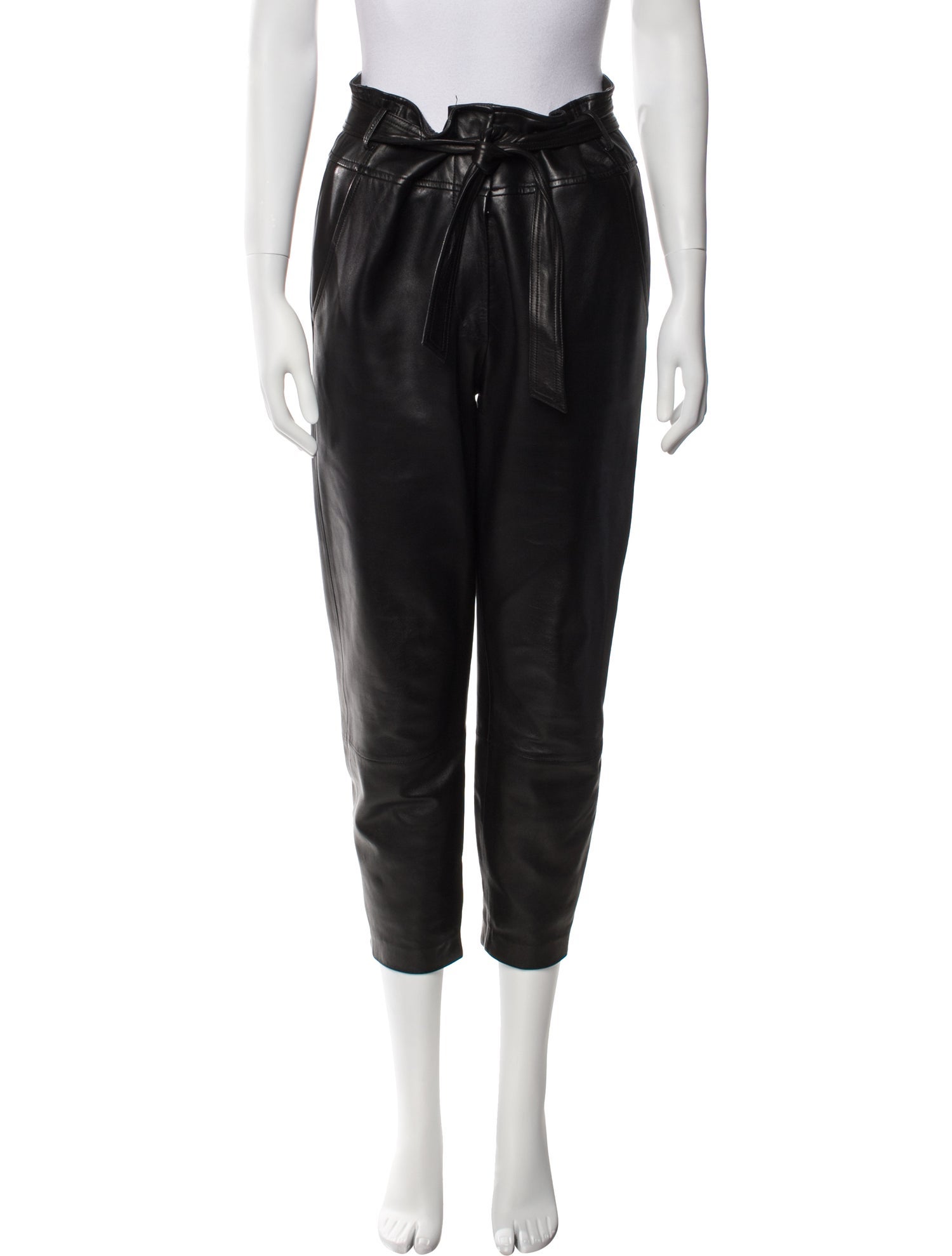 Veronica Beard Lamb Leather Straight Leg Pants