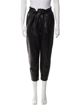 Veronica Beard Lamb Leather Straight Leg Pants