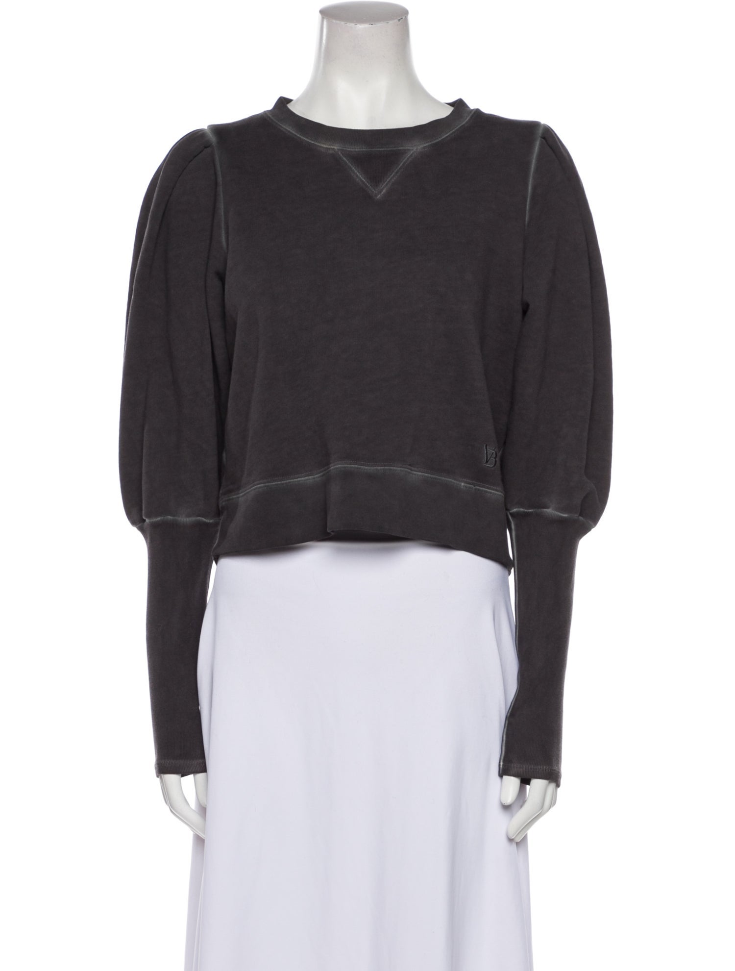 Veronica Beard Bateau Neckline Long Sleeve Crop Top