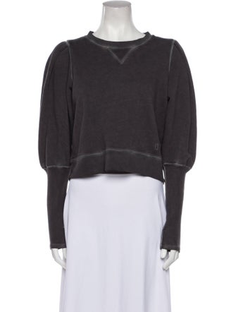 Veronica Beard Bateau Neckline Long Sleeve Crop Top