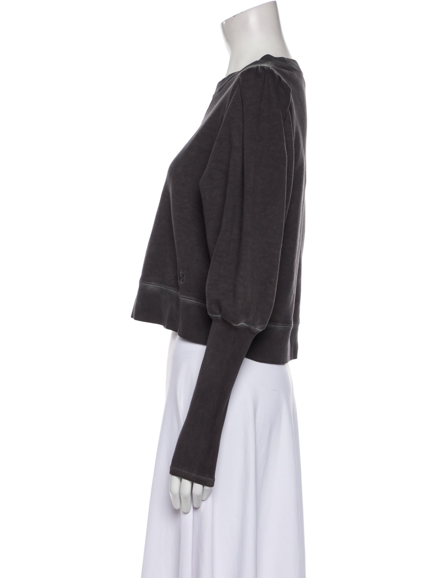 Veronica Beard Bateau Neckline Long Sleeve Crop Top