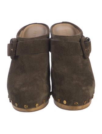 Veronica Beard Suede Studded Accents Mules