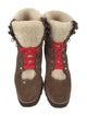 Veronica Beard Suede Fur Trim Combat Boots