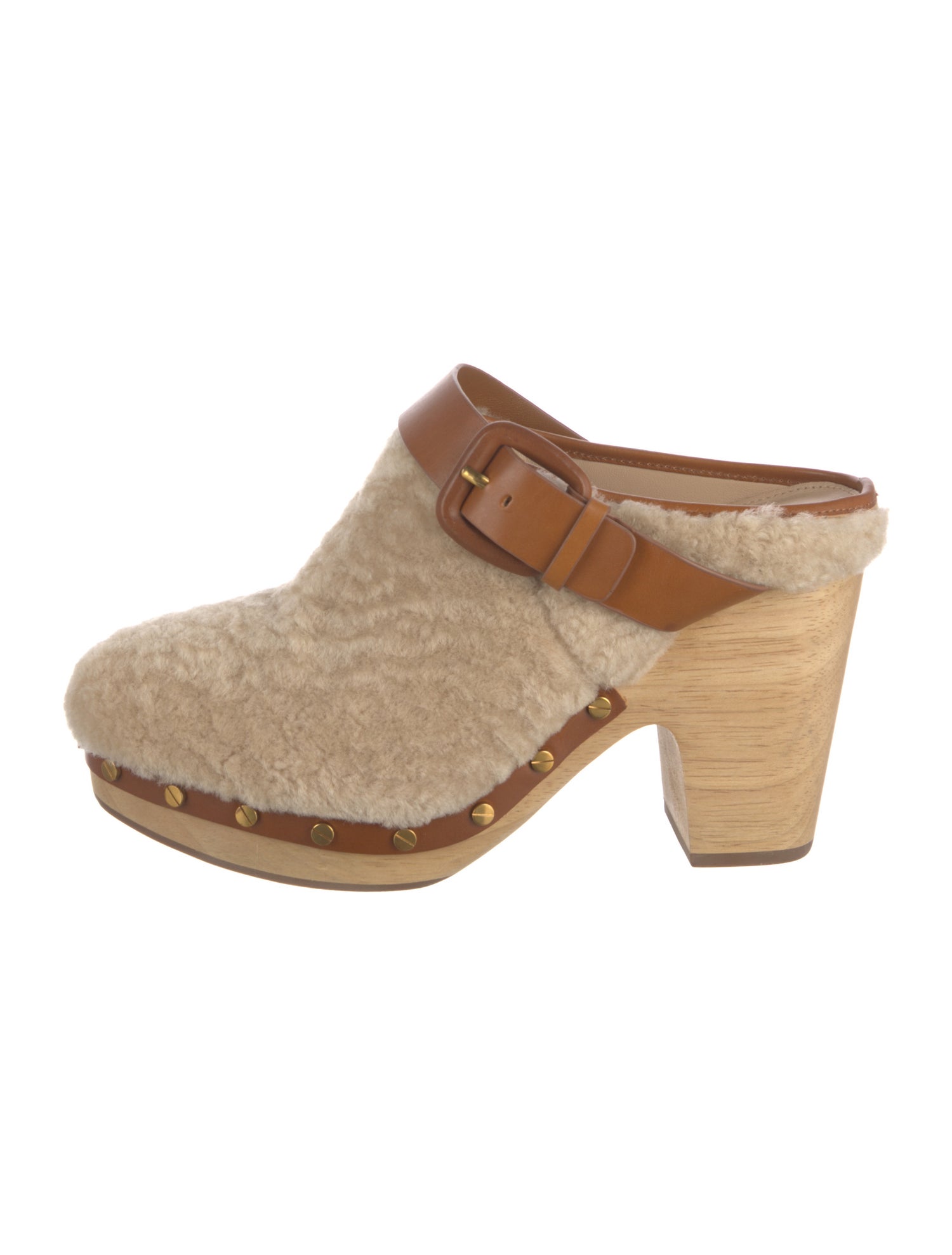 Veronica Beard Shearling Colorblock Pattern Mules