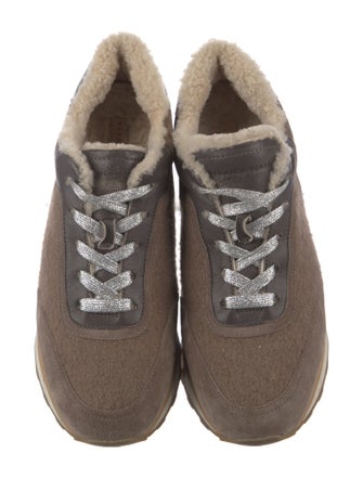 Veronica Beard Suede Fur Trim Sneakers