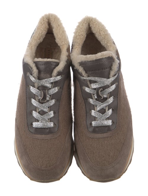 Veronica Beard Suede Fur Trim Sneakers