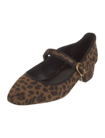 Veronica Beard Suede Animal Print Mary Jane Flats
