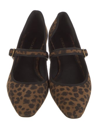 Veronica Beard Suede Animal Print Mary Jane Flats